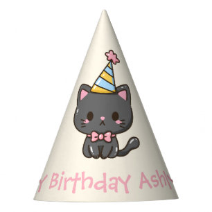 Gorro De Fiesta Dulce fiesta de cumpleaños del gato negro de Kawai