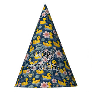 Gorro De Fiesta Duques clásicos de goma amarilla con flores rosas