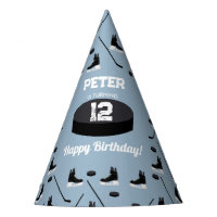 Dusty Blue Ice Hockey Stick, Skate Puck Cumpleaños