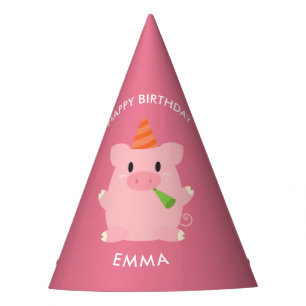 Gorro De Fiesta El cerdo lindo embroma cumpleaños