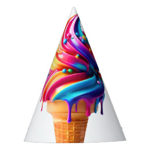 Gorro De Fiesta El clásico cono de helado vibrante de SlipperyJoe