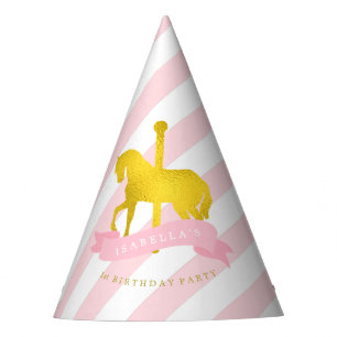 Gorro De Fiesta El cumpleaños del carrusel del chica rosado del