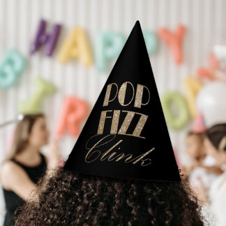 Gorro De Fiesta El oro moderno y el Fiesta negro Pop Fizz Clink