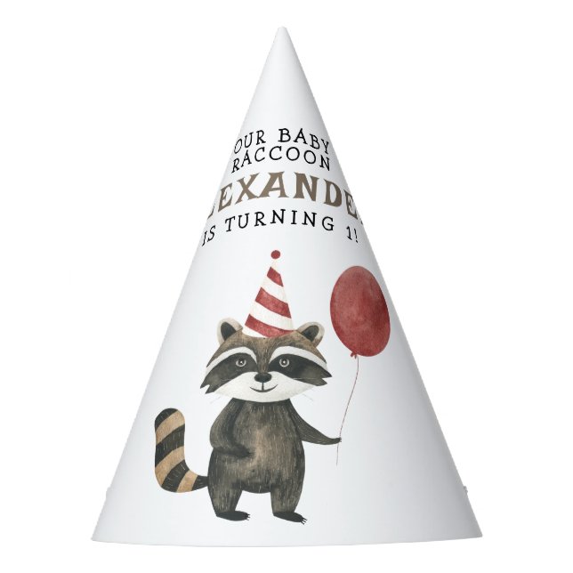 Gorro De Fiesta El primer cumpleaños de nuestro bebé mapache  (Anverso)