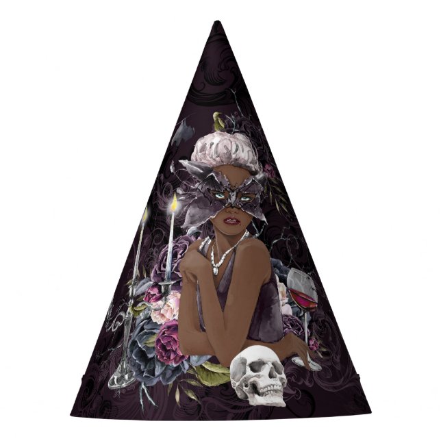 Gorro De Fiesta El vampiro | Moody Gothic Vampy Glam piel oscura (Anverso)