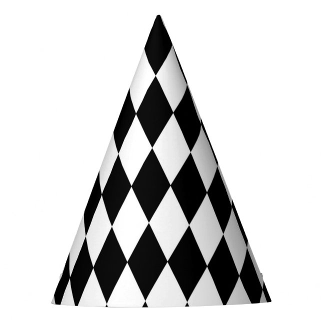 Gorro De Fiesta Elegant White Black Harlequin Geometric Rhombuses (Anverso)