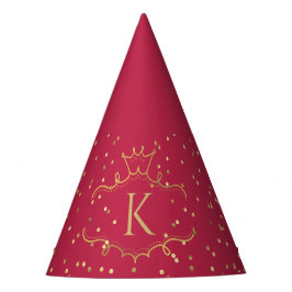 Gorro De Fiesta Elegante Estiloso Rojo Dorado Puntos Y Monograma R