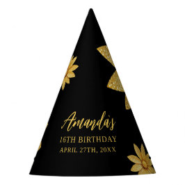 Gorro De Fiesta Elegante Purpurina de oro dulce de flores 16 cumpl