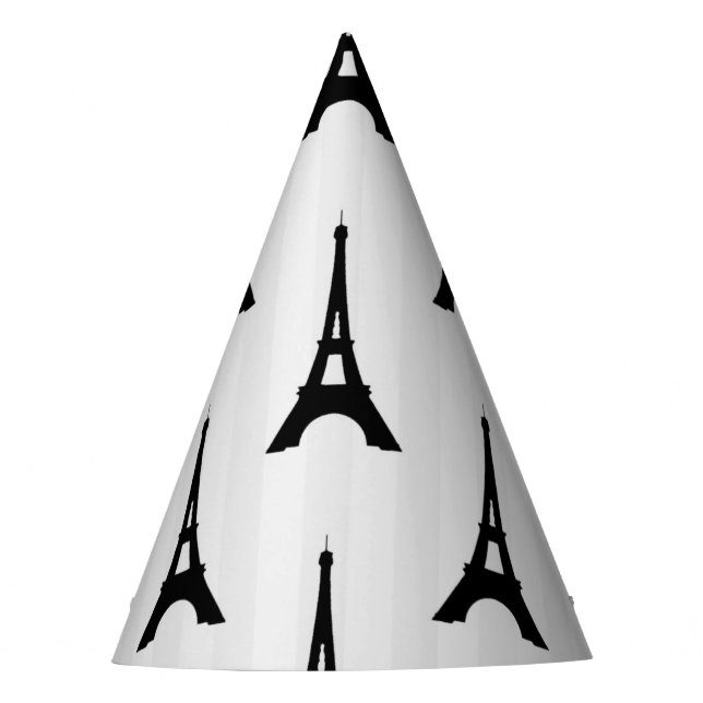 Gorro De Fiesta Elegante White Black Eiffel Tower Francia Vertical (Anverso)