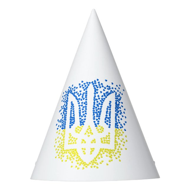 Gorro De Fiesta Emblema ucraniano trident tryzub esparce corazones (Anverso)
