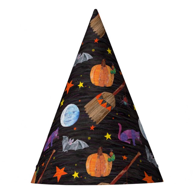 Gorro De Fiesta Eric Carle | Patrón de Halloween negro de oruga (Anverso)