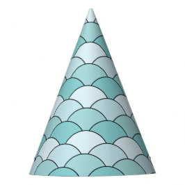 Gorro De Fiesta Escamas de dragón, abanicos, olas, Seigaiha, Azul