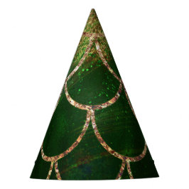 Gorro De Fiesta Escamas de pez sirena con brillo verde y dorado