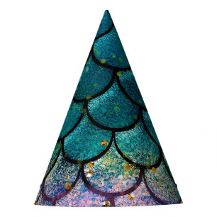 Gorro De Fiesta Escamas de pez sirena glamour dorado púrpura teñid