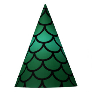 Gorro De Fiesta Escamas de sirena Green & Black Fantasy Fish