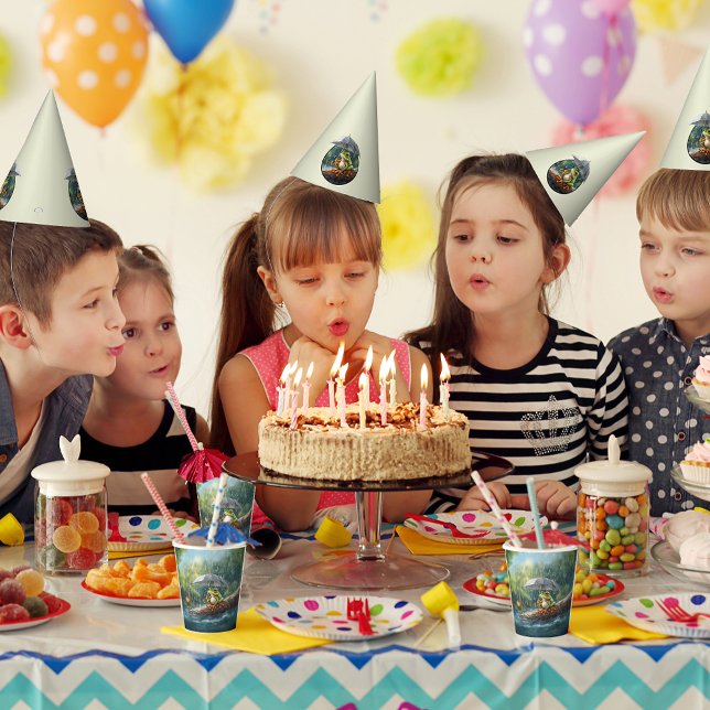 Gorro De Fiesta Espectacular fiesta de cumpleaños de la rana Cotta (Whimsical woodland cottagecore frog rainy day aesthetic children's birthday party hats )
