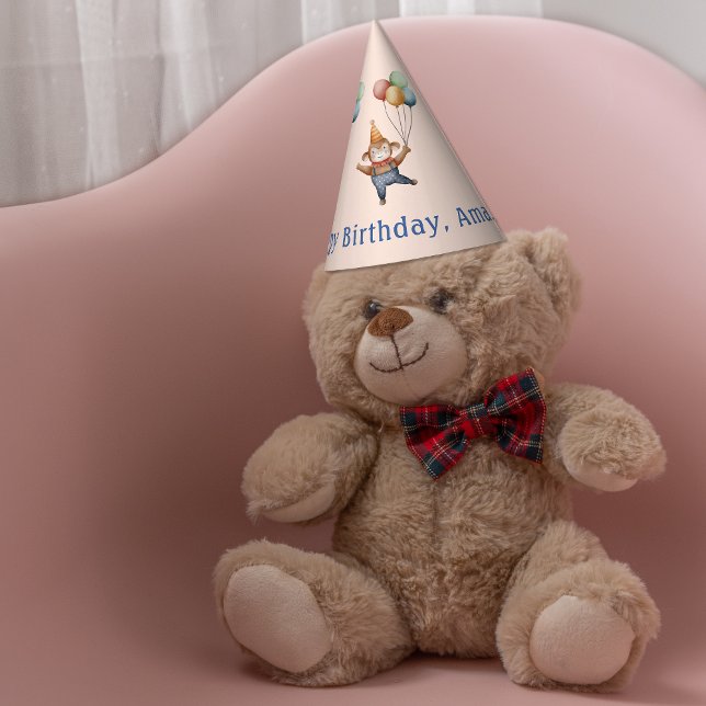 Gorro De Fiesta Espectacular fiesta de cumpleaños del Circo de Mon (Whimsical Monkey Circus Birthday Party Party Hat)