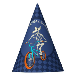 Gorro De Fiesta Esqueleto de hombre lobo en una bicicleta BMX para