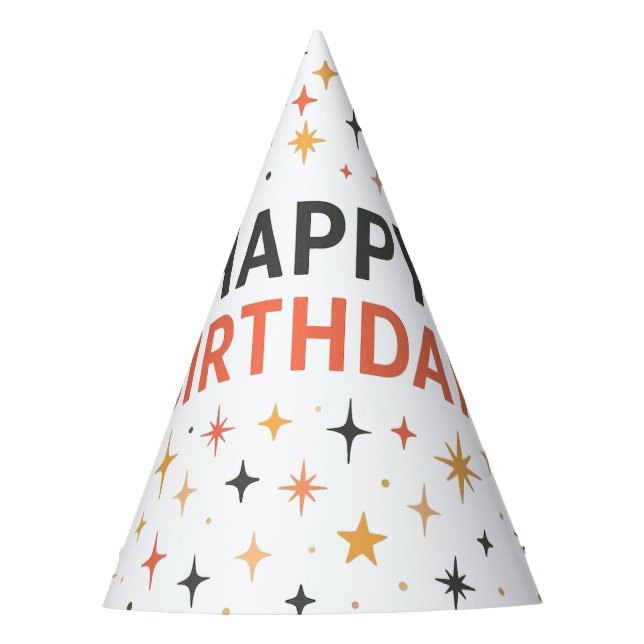 Gorro De Fiesta Estrella Fugaz Retro Moderna Feliz Cumpleaños (Anverso)