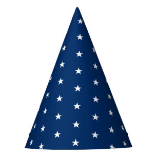 Gorro De Fiesta Estrellas blancas azul marino cúrcuma celebración 