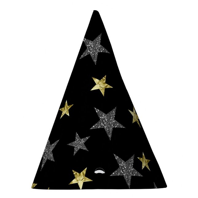 Gorro De Fiesta Estrellas de plata y oro Fiesta de estrellas negra (Derecha)