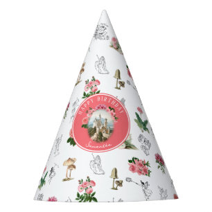 Gorro De Fiesta Fairies Pink Floral Mushroom Fairy Castle Cumpleañ