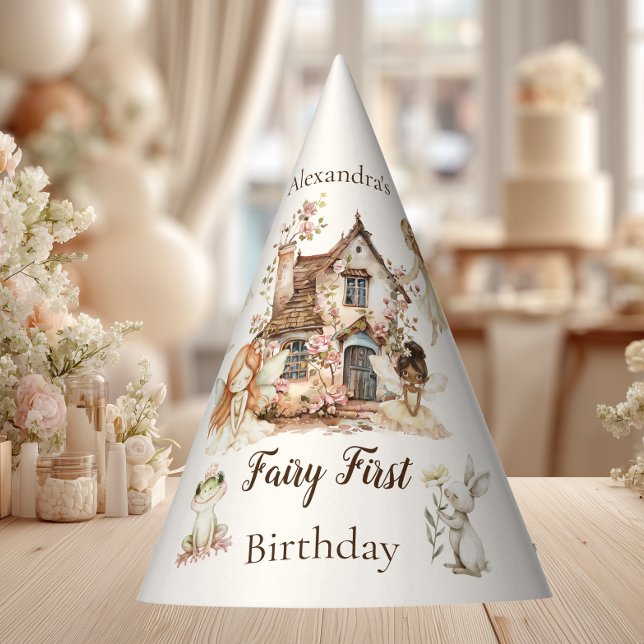 Gorro De Fiesta Fairy First Birthday Woodland Floral (Subido por el creador)