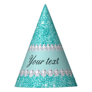 Gorro De Fiesta Falsas lentejuelas verde azuladas y diamantes