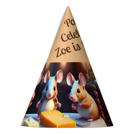 Gorro De Fiesta Familia del ratón en la mesa de comedor, cumpleaño