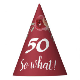 Gorro De Fiesta Famosos Rosas de Borgoña Floral 50 cumpleaños