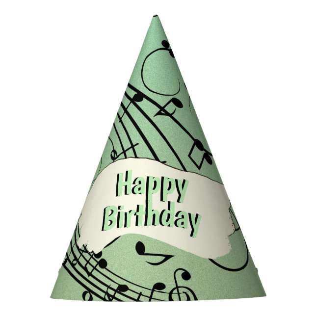 Gorro De Fiesta Fancy Notes Green Music Design (Anverso)