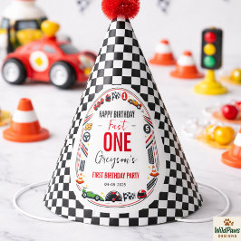 Gorro De Fiesta Fast One Race Car Boy 1st Birthday Party