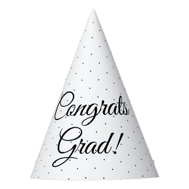 Gorro De Fiesta Felicitaciones Grad white script polka punto elega (Anverso)