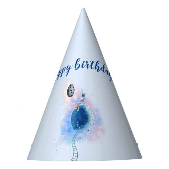 Gorro De Fiesta Feliz cumpleaños Astronauta y Espacio (Anverso)