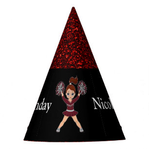 Gorro De Fiesta "Feliz cumpleaños" Black / Red Sparkle
