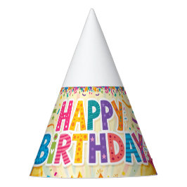 Gorro De Fiesta Feliz cumpleaños tarjeta brillante fuerte en blanc