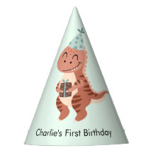 Feliz Dinosaurio T-rex con regalo de cumpleaños y