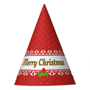 Gorro De Fiesta Feliz Navidad, Encaje Blanco Falso, Lunares Rojos