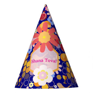 Gorro De Fiesta Feliz Rosh Hashanah Patrón floral de Año Nuevo jud