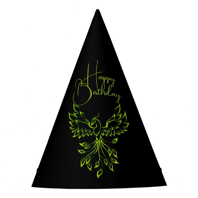 Gorro De Fiesta Fénix Verde se Levanta sobre lo Negro (Anverso)