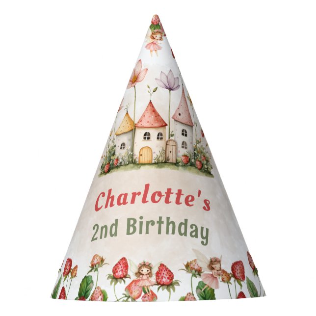 Gorro De Fiesta Feria de fresa encantada cumpleaños (Anverso)