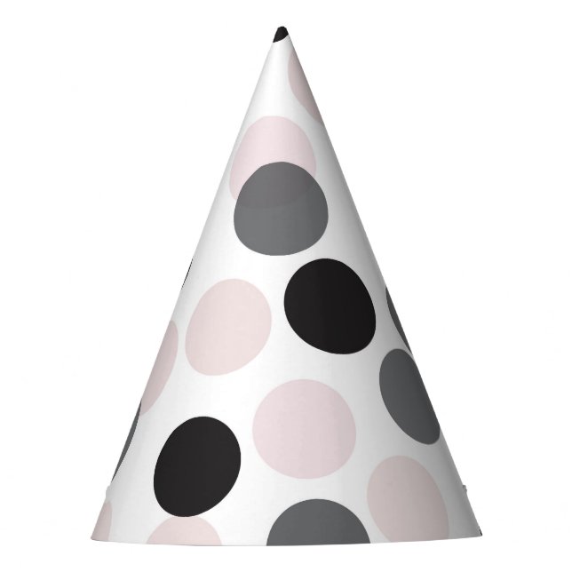 Gorro De Fiesta Festividad Rubor y Black Polka Dots Confetti (Anverso)