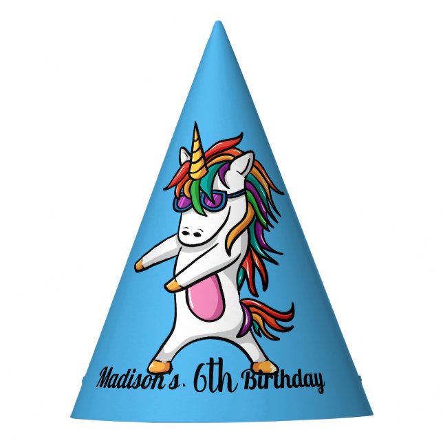 Gorro De Fiesta Fiesta Azul Como Un Cumpleaños Unicornio (Anverso)