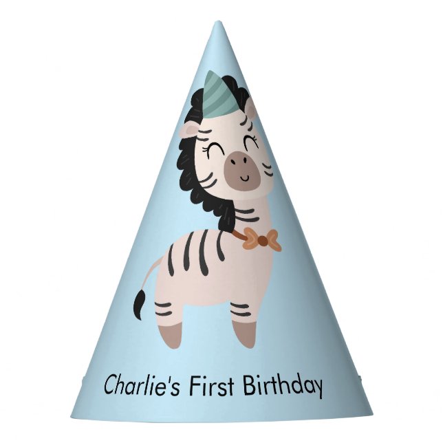 Gorro De Fiesta Fiesta Cebra Animal, Cumpleaños (Anverso)