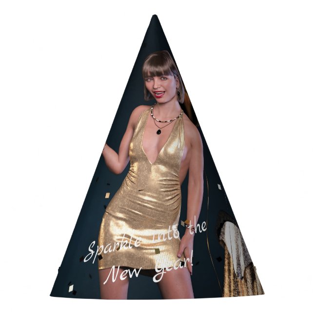 Gorro De Fiesta Fiesta Chica de Año Nuevo con vestimenta secuencia (Anverso)