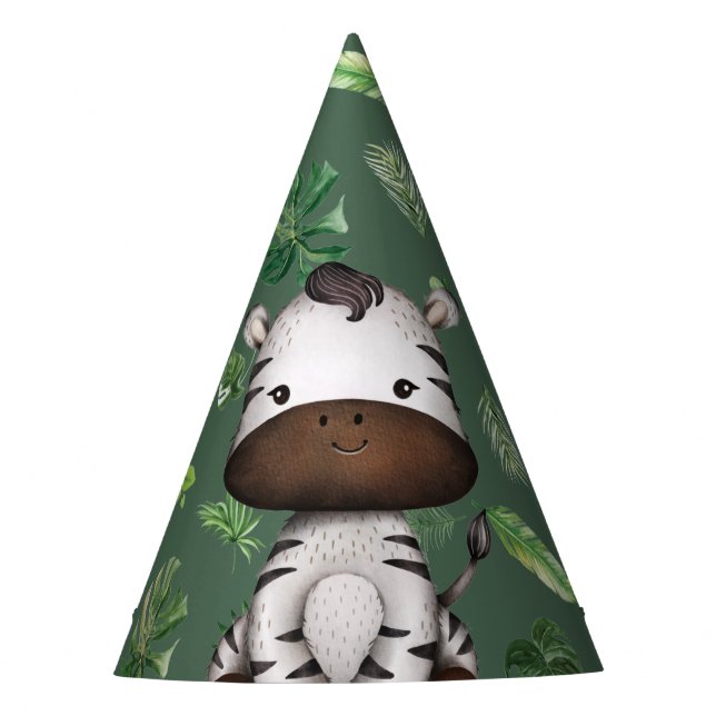 Gorro De Fiesta Fiesta de cebra Animal salvaje de la jungla Safari (Anverso)