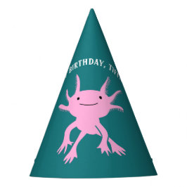 Gorro De Fiesta Fiesta de Cumpleaños de Ajolote Rosa Lindo