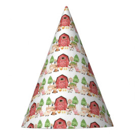 Gorro De Fiesta Fiesta de cumpleaños de animales de la granja roja