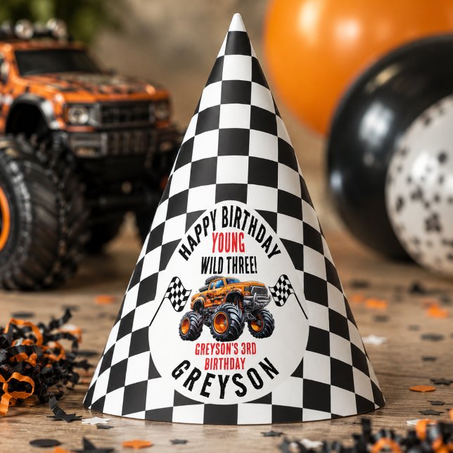 Gorro De Fiesta Fiesta de Cumpleaños de Camiones Monstruo para Niñ (Modern Kids Monster Trucks Birthday Party Hat
)