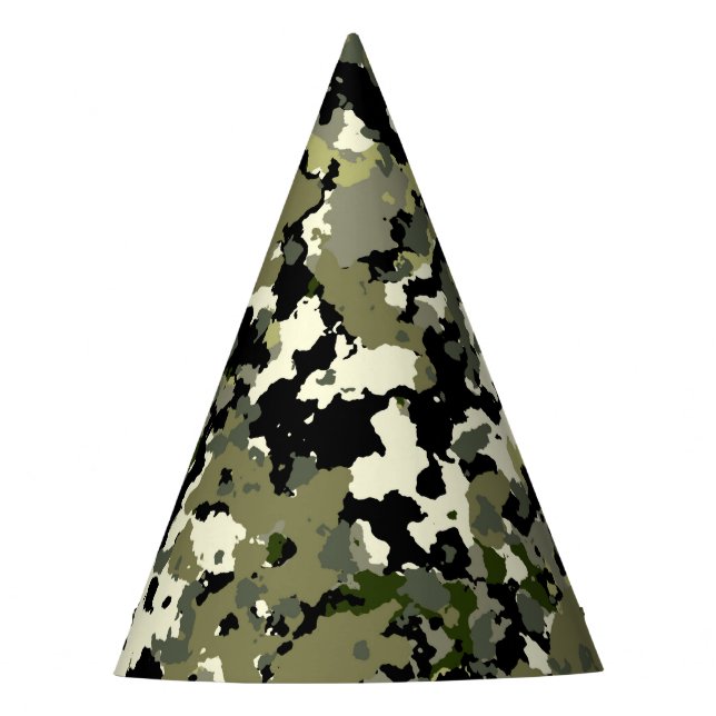 Gorro De Fiesta Fiesta de cumpleaños de camuflaje de crema negra v (Anverso)